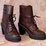 XOXO Burgundy Grunge fashion combat heeled boots (NEW) 10 Photo 5