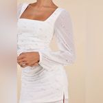 Lulus NWT Lulu’s Admirably Divine White Mesh Pearl Long Sleeve Mini Dress Size Small Photo 1