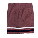 Tommy Hilfiger Mini Pencil Skirt 6 Red Chevron Stripe Stretch Zip Kick Pleat Photo 2