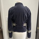 Sundance  Women’s Size 6 Navy Blue Velvet Military Jacket Snap Button Coat Gray Photo 4