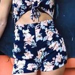 Blue Blush Floral Front Tie Romper Photo 0