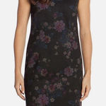 Mario Serrani  Modern Fit Stretch Knit Shift Dress BLACK FLORAL Size Medium Photo 0