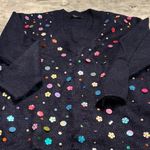 ZARA Navy Blue Sequin Vee Neck Sweater Photo 0