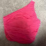 One Shoulder Ruched Crop Top Pink Size M Photo 1