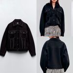 ZARA NWT felt texture topstitch thick jacket - flap pocket front button front Photo 1
