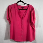 Adrienne Vittadini Women's Pink Short Sleeve Button up/down top sz XL Photo 0