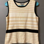 Designer Originals Tan White Striped Knit Tank Top Size Medium Photo 0