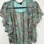 Uk2la  Women's Blouse w/ Paisley Print & Lace Size Large Photo 0