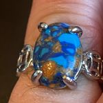 Mixed 3 color gemstone S925 silver ring size 6 Photo 8