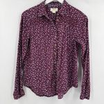 Anthropologie Maeve Calico Ditzy Floral Purple Button Down Shirt Blouse Size 4 Photo 3