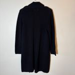 Chico's  Black Knit Duster Cardigan‎ Sweater Faux Leather Zip Detail Sz 1 Photo 6