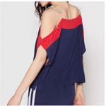 Joie  Silk Colorblock Cold Shoulder Top Blouse Navy Blue Red‎ XS Photo 1