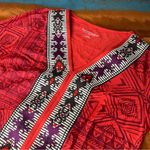 Soft Surroundings  Kalahari Red embroidered Jersey-Knit Tunic large Aztec v neck Photo 5