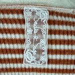 Sadie & Sage Tight Knot Balloon Sleeve Stripe Cardigan Rust & Cream Medium Orange Photo 2