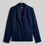 Madewell  The Dorset Crop Blazer‎ in Easygoing Crepe Navy Photo 0