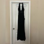 Lulus Never-Ending Glamour Black Mesh Cross-Front Halter Maxi Dress Photo 3