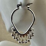 Nine West Silver-Tone Hoop Earrings with Bead Dangles Photo 1