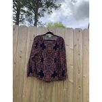 Daniel Cremieux Cremieux Boho Sheer Geometric floral Bell Sleeve Top Blouse Size‎  small blue Photo 1
