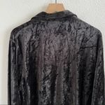 DKNY Vintage Black Crushed Velvet Velour Long Sleeve Popover Shirt Y2K 90s Large Photo 5