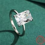 Sterling Silver SIZE 9 925 Emerald Cut CZ Ring Photo 2