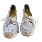 Keds Size 7 Blue White Striped Lace-Up Casual Canvas Womens Shoes Photo 0