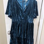 In Loom Blue Velvet Dress  Photo 0