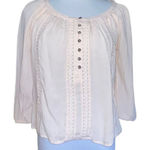 Mudd  BLUSH PINK LACE DETAIL 1/2 BUTTON‎ FRONT LIGHTWEIGHT LONG SLEEVE BLOUSE XS Photo 0
