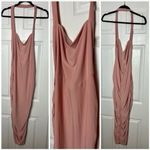 ASOS DESIGN Blush Rose Pink Ruched Bustier Halter Bodycon Midi Dress Size 14 XL Photo 4