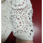 Moda Intl Crochet Button Front Cardigan Womens Med Ivory Medallion Vtg Y2k Retro Photo 13