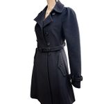 Burberry  Prorsum Cotton Blend Long Pleated Black Double Breasted Trench Coat 38 Photo 3