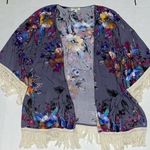 Umgee Cardigan Size M Colorful Fringe Sleeves 3/4 Women Photo 0