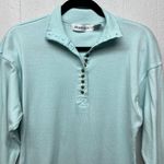 Y2K Vintage Eileen & Co. Womens Top Small Henley Stretch Grunge Retro Preppy Blue Photo 2