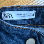 ZARA women’s baby blue high rise straight leg raw hem jeans size 2 EUC Photo 3