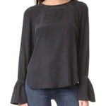 frame denim Frame Black Voluminous Tie Cuff Silk Top Blouse Photo 0
