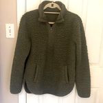 Oversized Fleece Sherpa Pullover Green Photo 2
