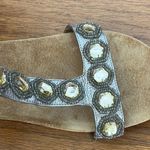 Michelle D Pewter Wedge Sandals with Beads Gold Size 8 Photo 2