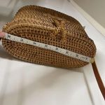 NWT Oval Tan Wicker basket crossbody boho handbag handmade leather accents Brown Photo 7