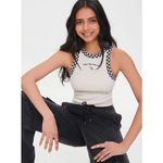 1 Madison Make your own luck graphic dice white ribbed crop top racer back size medium​​​ Photo 1