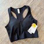 90 DEGREE by reflex vortex rib cropped sport bra 🌷 Black Photo 3