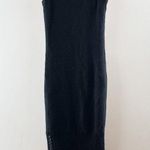 House of Harlow Knit Crochet Fringe Hem Midi Dress Black Small Photo 1