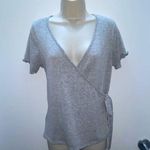 Caution to the Wind Asymmetrical Self-tie Gray Top Photo 1
