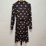 Vintage American Retro Lip Print Long Sleeve Silk Dress S Black Photo 3
