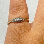 10K Yellow Gold Diamond Trilogy Twist Band Bridal Commitment Ring Size 7.25 Photo 5