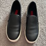 London Rebel Black & White Slip On Sneakers With Metal Trim | Size 37 US 7 Photo 0