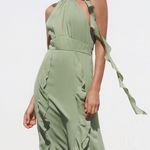 ZARA  dress maxi bohemian ruffled halter floral scarf wedding evening party  Photo 9