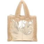 Madden Girl New gold metallic square embossed Sherpa-trim tote bag, 15”x12”x4” Photo 1