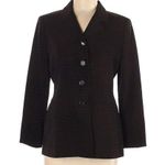 Le Suit Blazer Size 6 Petite Animal Print Black Brown Black Brown Collared Sz 6P Photo 0