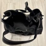 Black Top Handle Bag with White Stitching Photo 8