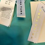 Trina Turk Hipster Bikini Bottom Wave Embroidered Pattern Strappy Teal 12 NWT Photo 2