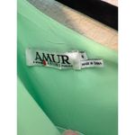Amur Zela One Shoulder Gown sherbet green with lavender floral side tie Size 6 Photo 2